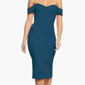 Dress The Population NWOT Bailey Off The Shoulder Crepe Dress Size XL Blue